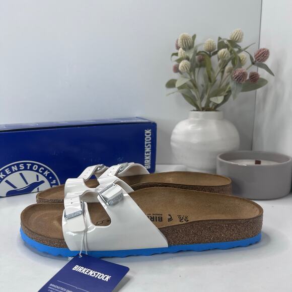Birkenstock Ibiza Patent Leather White Narrow 1000570 Women 11/Men 9/EU 42 NWB - Picture 2 of 10